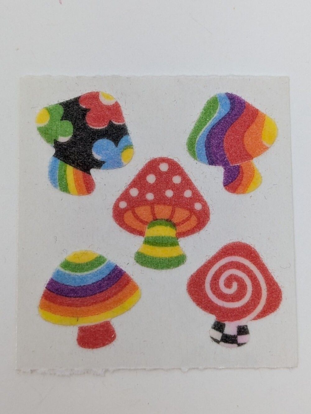 Sandylion Stickers Fuzzy Mushrooms Rainbow Colourful Vintage